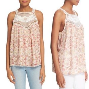Joie Bayard Crochet, Silk, and Polyester Tank Top